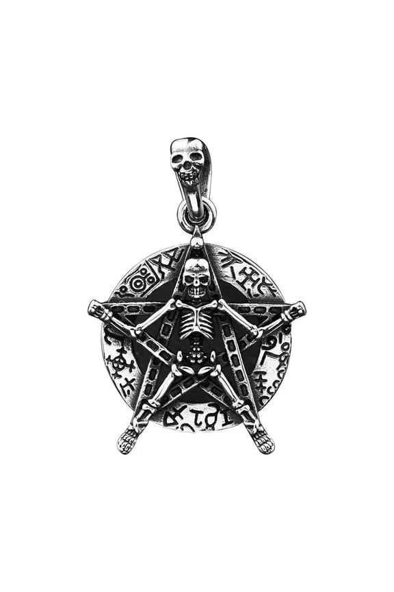 Mens Star Skull Pendant Necklace Gothic Punk Biker Delicate Jewelry Silver Chain 24"