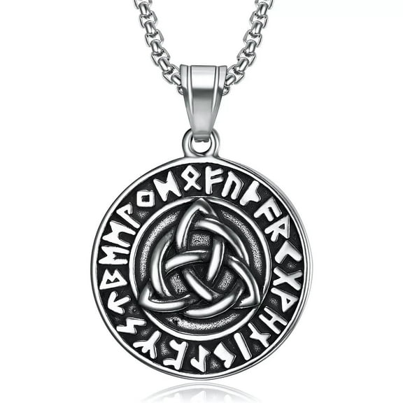 GKNET Mens Viking Celtic Trinity Knot Triquetra Pendant Necklace Men Stainless-default