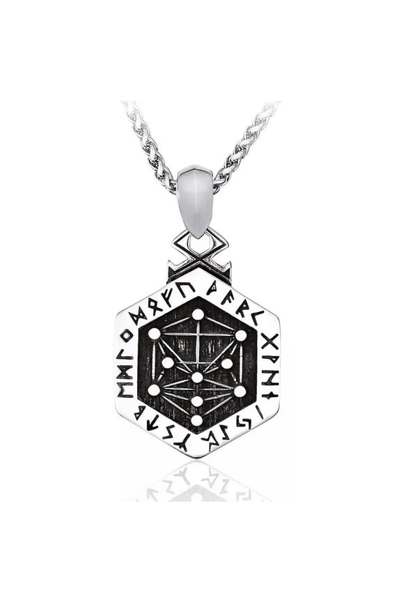 Mens Viking Rune Vegvisir Compass Pirate Necklace Pendant Stainless Steel