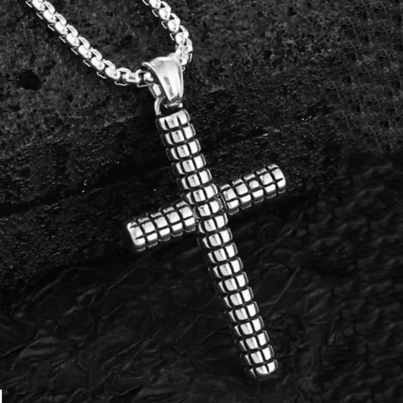 GKNET Mens Vintage Cross Pendant Necklace Silver Religious Christian Delicate Jewelry Chain 24"