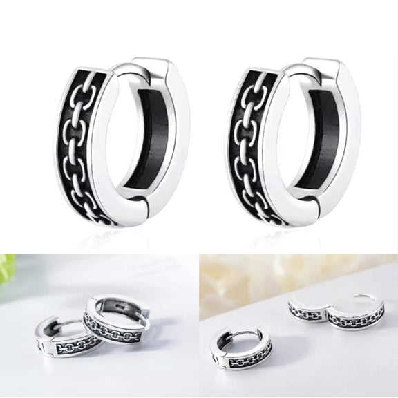 GKNET Mens Vintage Small Huggie Hoop Earrings Stainless Steel Punk Rock Biker Jewelry
