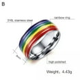 thumbnail image 1 of GKNET Mens&Women Rings Stainless Steel Silicone Rainbow Band Comfort Gear Couple Ring-Silver Rainbow Ring B-12, 1 of 9