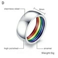 thumbnail image 1 of GKNET Mens Women Rings Stainless Steel Silicone Rainbow Band Gear Couple Ring Jewelry-Silver Rainbow Ring D-7, 1 of 9