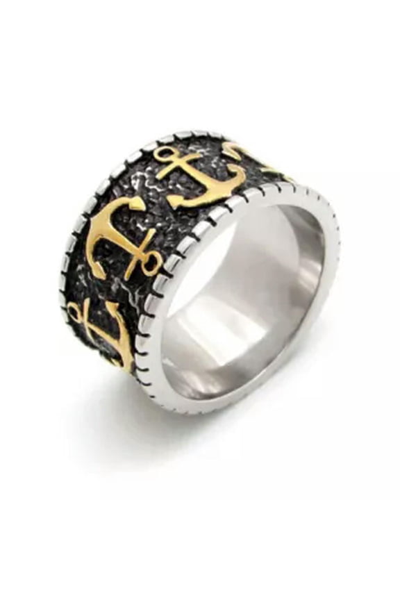 Mens Womens Nautical Anchor Wide Band Ring fo Women Size 7-13