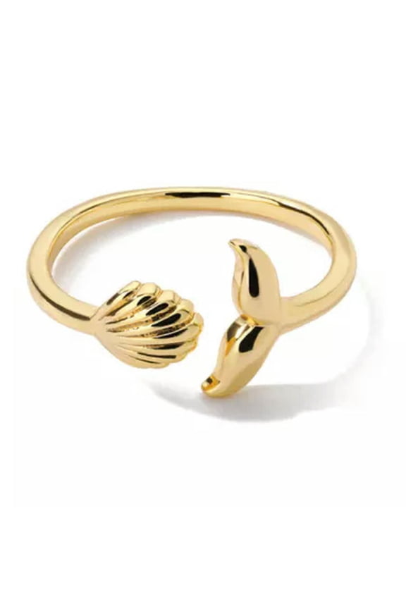 Mermaid Tail And Shell Rings Ocean Theme Delicate Jewelry Adjustable Rings WY4-A1