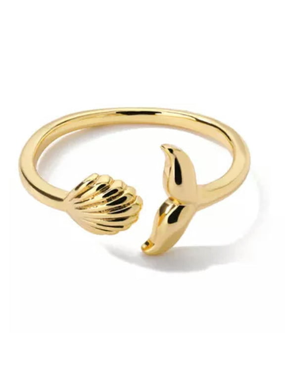 Mermaid Tail And Shell Rings Ocean Theme Delicate Jewelry Adjustable Rings WY4-A1