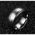 thumbnail image 1 of GKNET Minimalist Tungsten Steel Laser Buddhist Scripture Heart Path Rings Size 6-13, 1 of 9