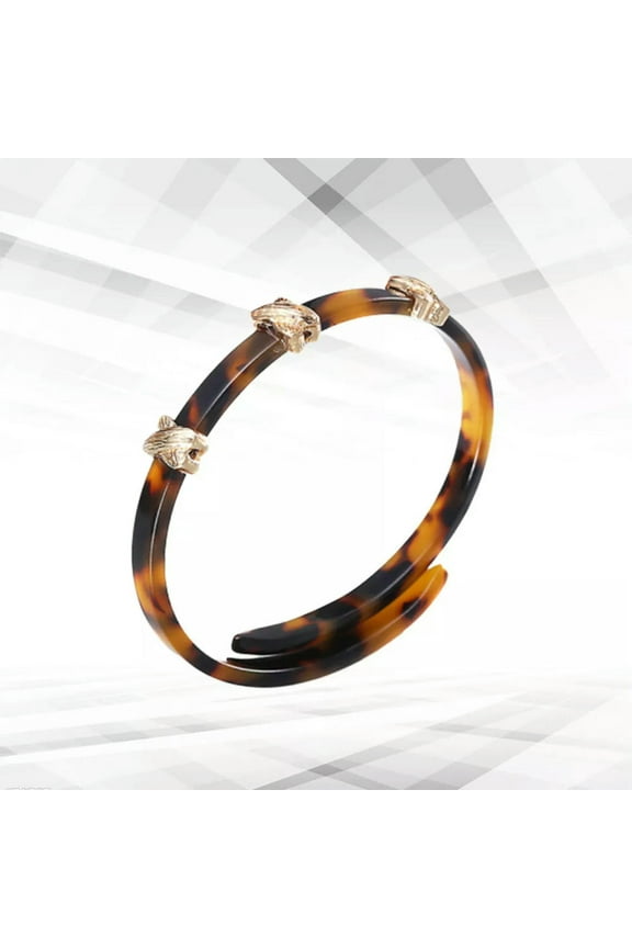 Miss Tortoise Shell Bangles Bracelet Open Cuff Studded Resin