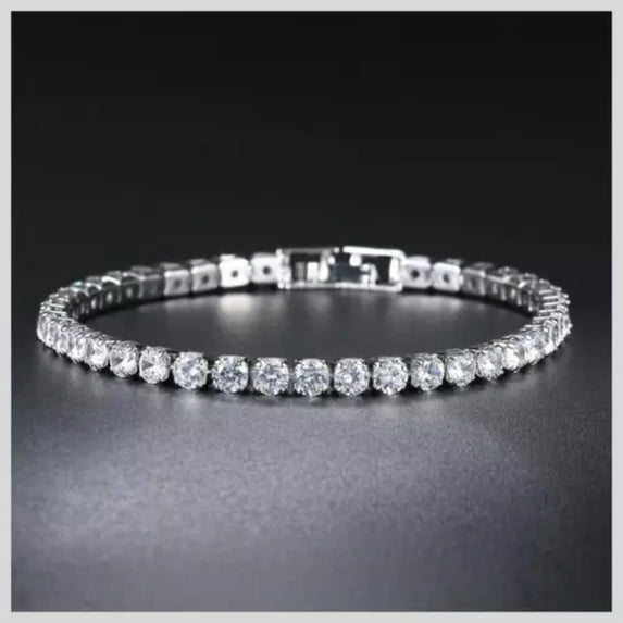 GKNET NEW Moissanite Tennis Bracelet for Women 925 Sterling Silver Christmas Gift-Silver-17cm