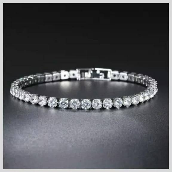 GKNET NEW Moissanite Tennis Bracelet for Women 925 Sterling Silver Christmas Gift-Silver-18cm