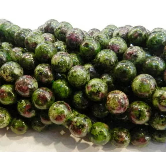 GKNET Natural 6/8/10mm Red Green Ruby Zoisite Gemstone Round Loose Beads 15" Strand -6mm