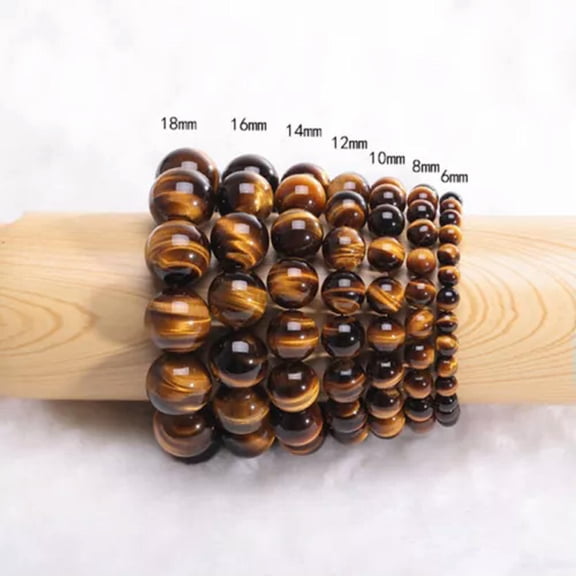 GKNET Natural African Tiger eye Stone 6-18mm Beaded Bracelet Men Delicate Jewelry Bangle-6mm with 30 beads