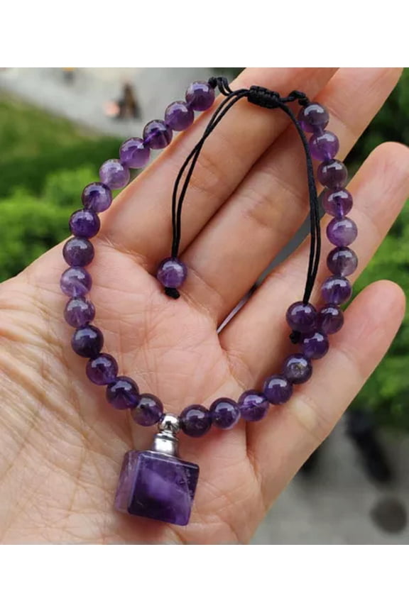 Natural Amethyst Gems Bracelet Perfume bottle Chakra Reiki Healing Amulet