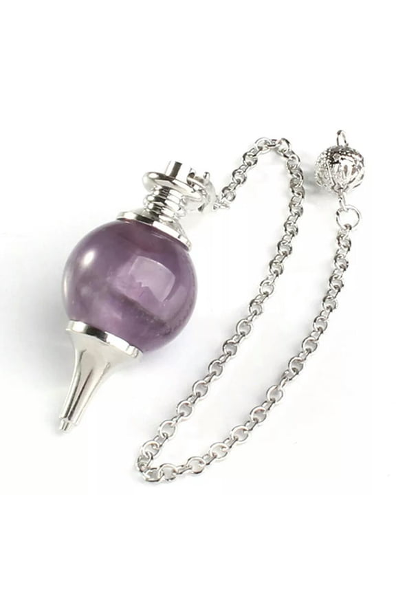 Natural Amethyst Pendulum Pendant Dowsing Bead Quartz Crystal Reiki Healing Gem