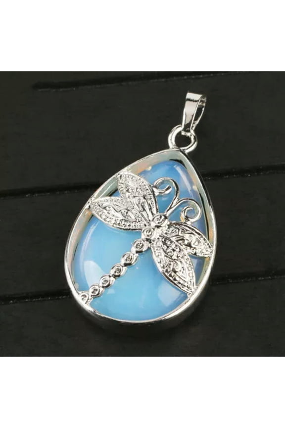 Natural Amethyst Stone bead Dragonfly Reiki Healing Amulet Drop Pendant-Opal