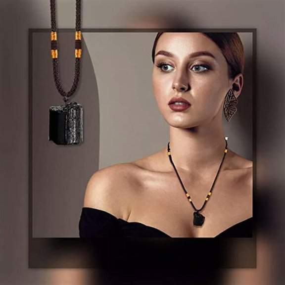 GKNET Natural Black Tourmaline Quartz Pendant Charka Healing Crystal Stone Necklace US
