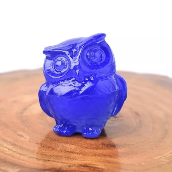 GKNET Natural Blue Opal Stone Quartz Crystal Carved Standing Owl Figurine Energy Decor