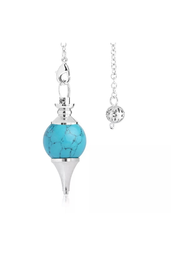 Natural Blue Turquoise Pendulum Pendant Dowsing Bead Quartz Crystal Reiki Gem