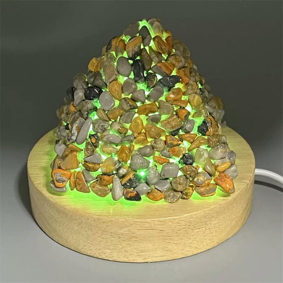 GKNET Natural Bumblebee Crushed stone pyramid Quartz Crystal USB Night lamp Gift 1PC