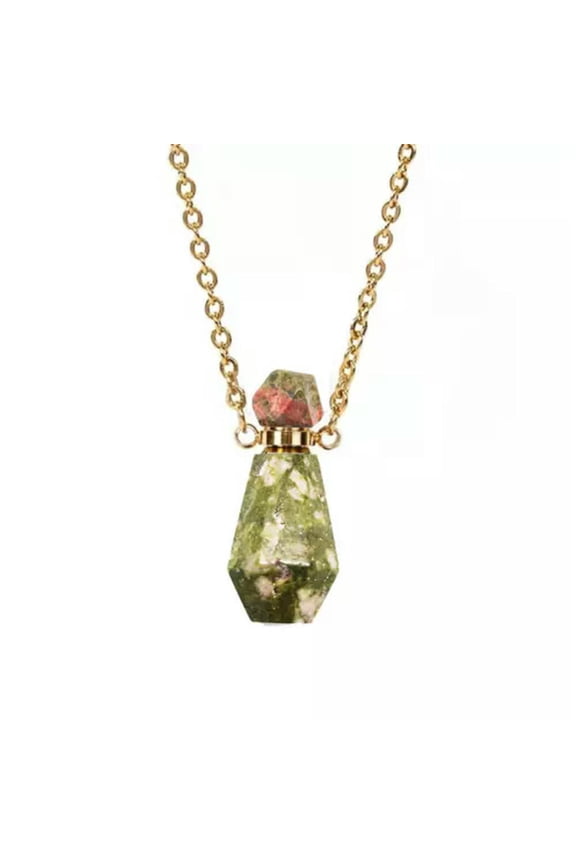 Natural Colorful Quartz Crystal Minerals Stone Healing Pendulum Necklace Pendant-4# Unakite Epidote Quartz