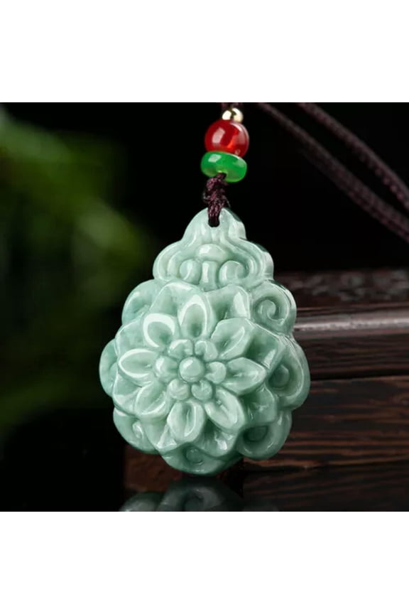 Natural Grade A Ice Jade Jadeite Lucky Men Women Gift Green The roses Pendant