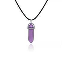 GKNET Natural Hexagonal Gemstone Pendant Quartz Crystal Point Necklace Healing Mascot-Amethyst Crystal