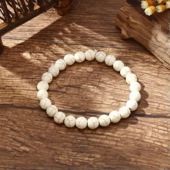 GKNET Natural Howlite 8mm Round Beads Healing Balance Reiki Women Men Bracelet Gifts