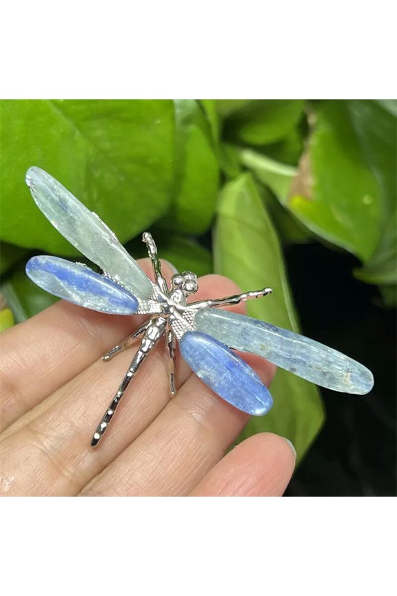 Natural Kyanite Dragonfly skull Quartz Crystal Skull Reiki Healing Gift 1PC