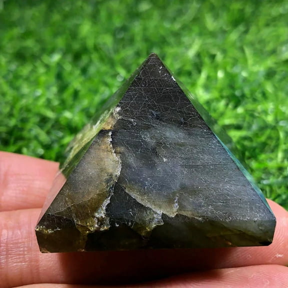 GKNET Natural Labradorite Gemstone Quartz Crystal Energy Healing Mineral Tower Pyramid