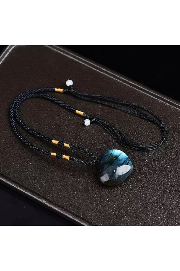 Natural Labradorite Moonstone Love Heart Pendant Healing Quartz Crystal Necklace
