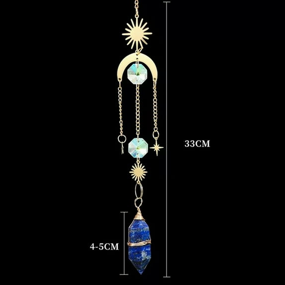 GKNET Natural Lapis Lazuli Quartz Crystal Wind Chime Pendant Gems Pendulum Car Decor