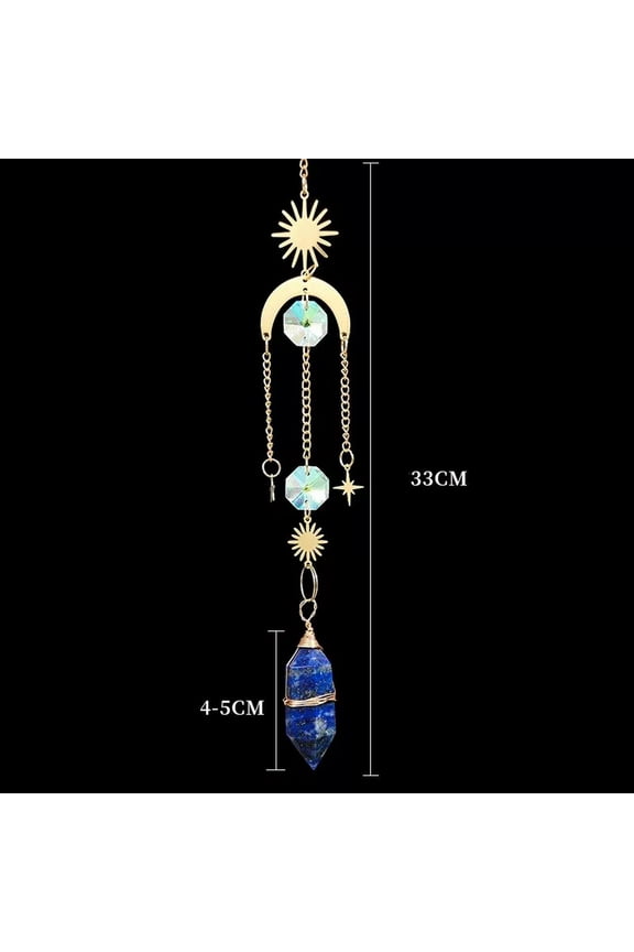 Natural Lapis Lazuli Quartz Crystal Wind Chime Pendant Gems Pendulum Car Decor