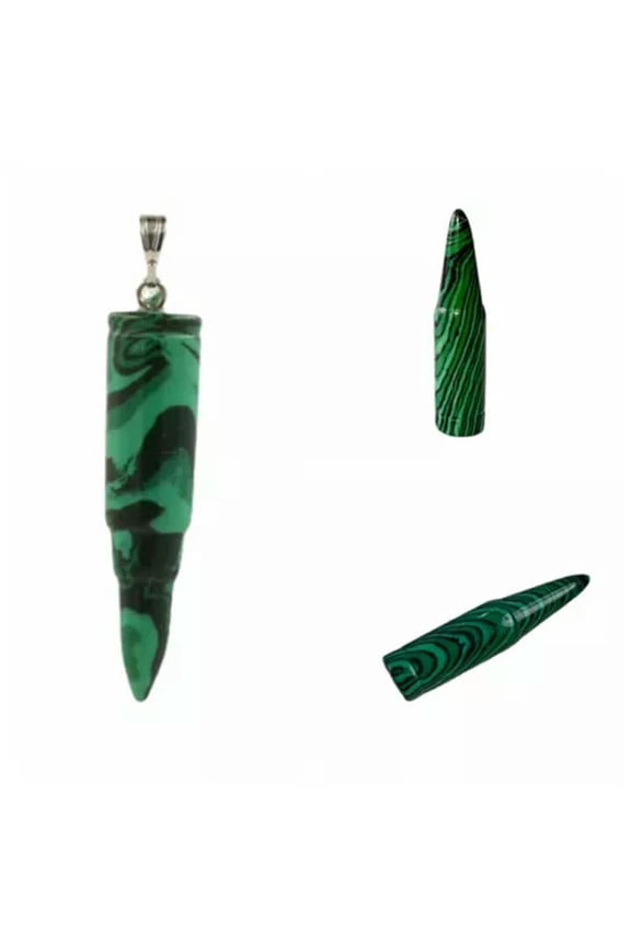 Natural Mineral Quartz Bullet Crystal Point Carnelian Gemstone Pendant Chakra-Malachite Quartz