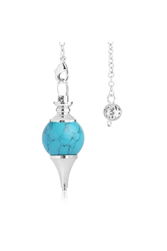 Natural Pendulum Pendant Dowsing Bead Quartz Crystal Healing Chakra Gem Decor-Blue Turquoise Quartz-1Pc