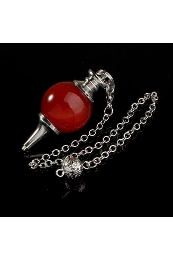 Natural Pendulum Pendant Dowsing Bead Quartz Crystal Healing Chakra Gem Decor-Red Agate Quartz-1Pc