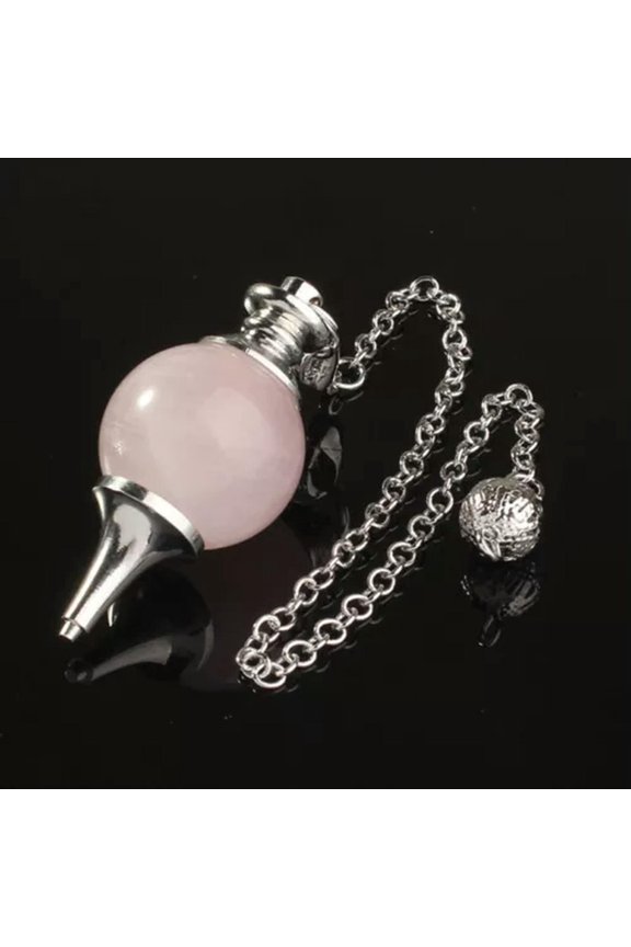 Natural Pendulum Pendant Dowsing Bead Quartz Crystal Healing Chakra Gem Decor-Rose Quartz-1Pc