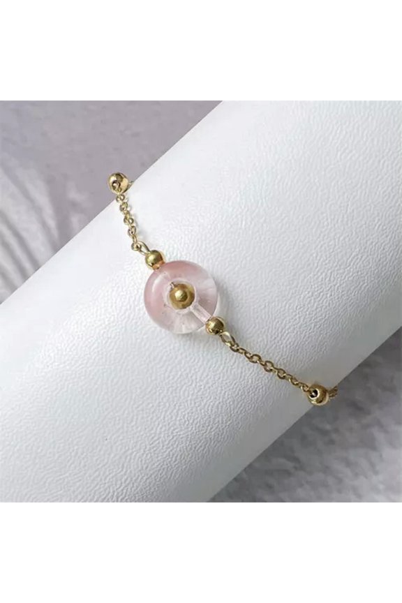 Natural Quartz All-match Titanium steel Bracelet Quartz Crystal Healing Bracelet-1PC-Rose quartz