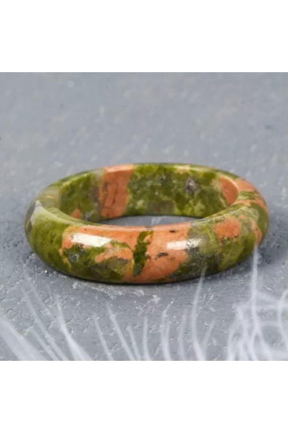 Natural Quartz Crystal Agate Gemstone Ring Round Statement Ring Polished Healing-Chlorolite Quartz