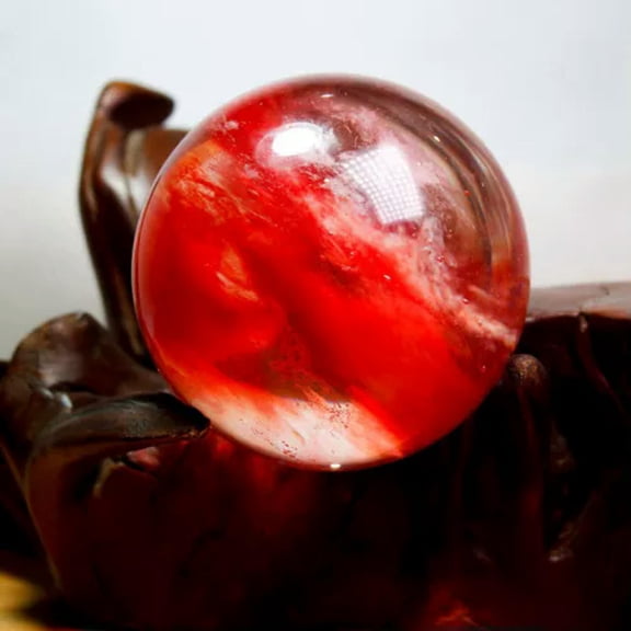 GKNET Natural Quartz Crystal Ball Colorful Rock Sphere W/ Stand Chakra Home Decor US-Red Smelting Stone, 8cm