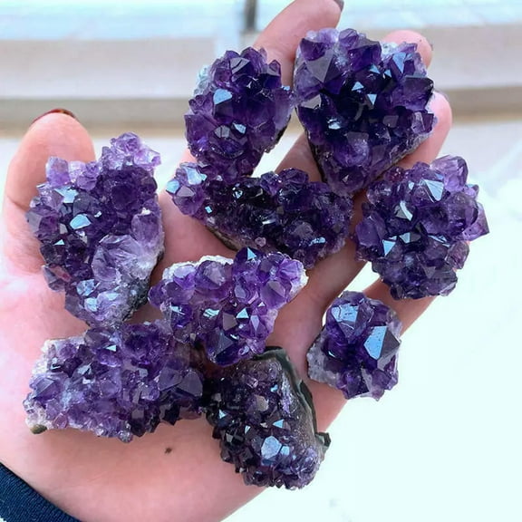 GKNET Natural Quartz Crystal Cluster Brazilian Amethyst Druzy Geode Stone Rock Energy