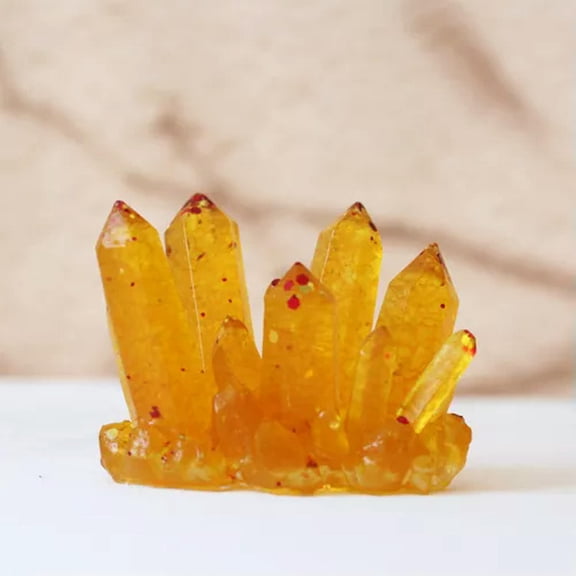 GKNET Natural Quartz Crystal Gem Cluster Crushed Stone Druzy Geode Resin Decor Healing-Yellow Quartz