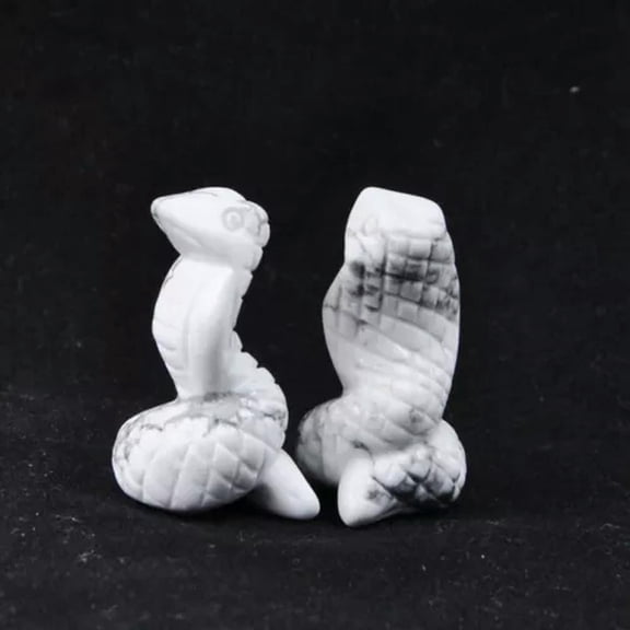 GKNET Natural Quartz Crystal Gemstone Snake Carved Healing Mini Reiki Serpent Statue-White howlite turquoise stone