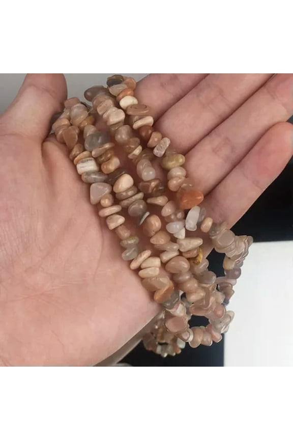 Natural Quartz Crystal Gravel Stretchy Bracelet Hand Strings Energy Gem Decor-Sunstone