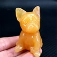 thumbnail image 1 of GKNET Natural Quartz Crystal Handcarved Small Animal French Bulldog Reiki Home Decor-Yellow Jade Stone, 1 of 9