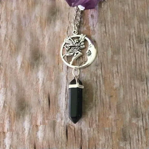 GKNET Natural Quartz Crystal Hexagonal Chakra Pendulum Stone Pendant Necklace Jewelry-1#