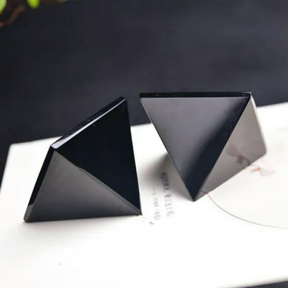 GKNET Natural Quartz Crystal Orgonite Energy Pyramid Healing Stone Tower Decor Gift US-Black Obsidian Quartz Crystal