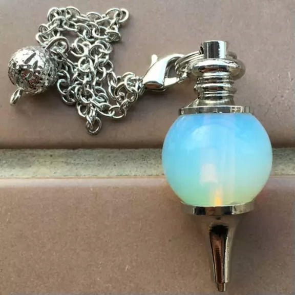 GKNET Natural Quartz Crystal Pendant Bead Dowsing Healing Gemstone Pendulum Necklace-Opal Quartz