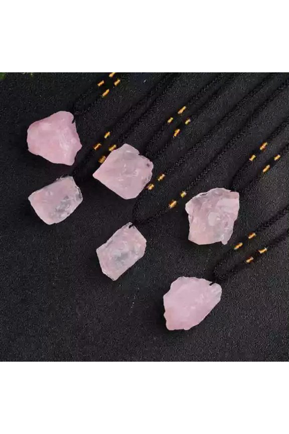 Natural Quartz Crystal Pendant Healing Raw Rough Stone Pendulum Necklace Gift US-#4 Raw Rough Rose Quartz Crystal