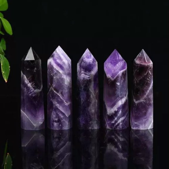 GKNET Natural Quartz Crystal Point Wand Hexagonal Stone Tower Obelisk Healing Reiki US- Amethyst Crystal-About 60-70mm