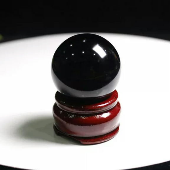 GKNET Natural Black Obsidian Quartz Crystal Sphere Healing Gemstone Orb Ball Ornaments-50mm Black Obsidian Stone Ball